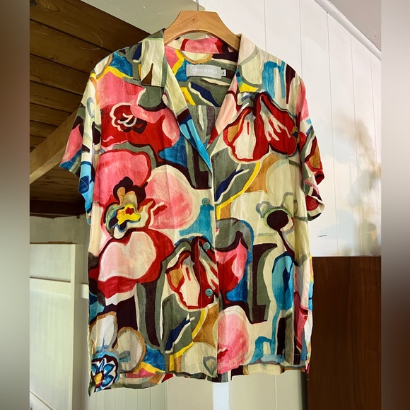 Jams World Tops Jams World Tavern Colorful Flower Button Up Womens